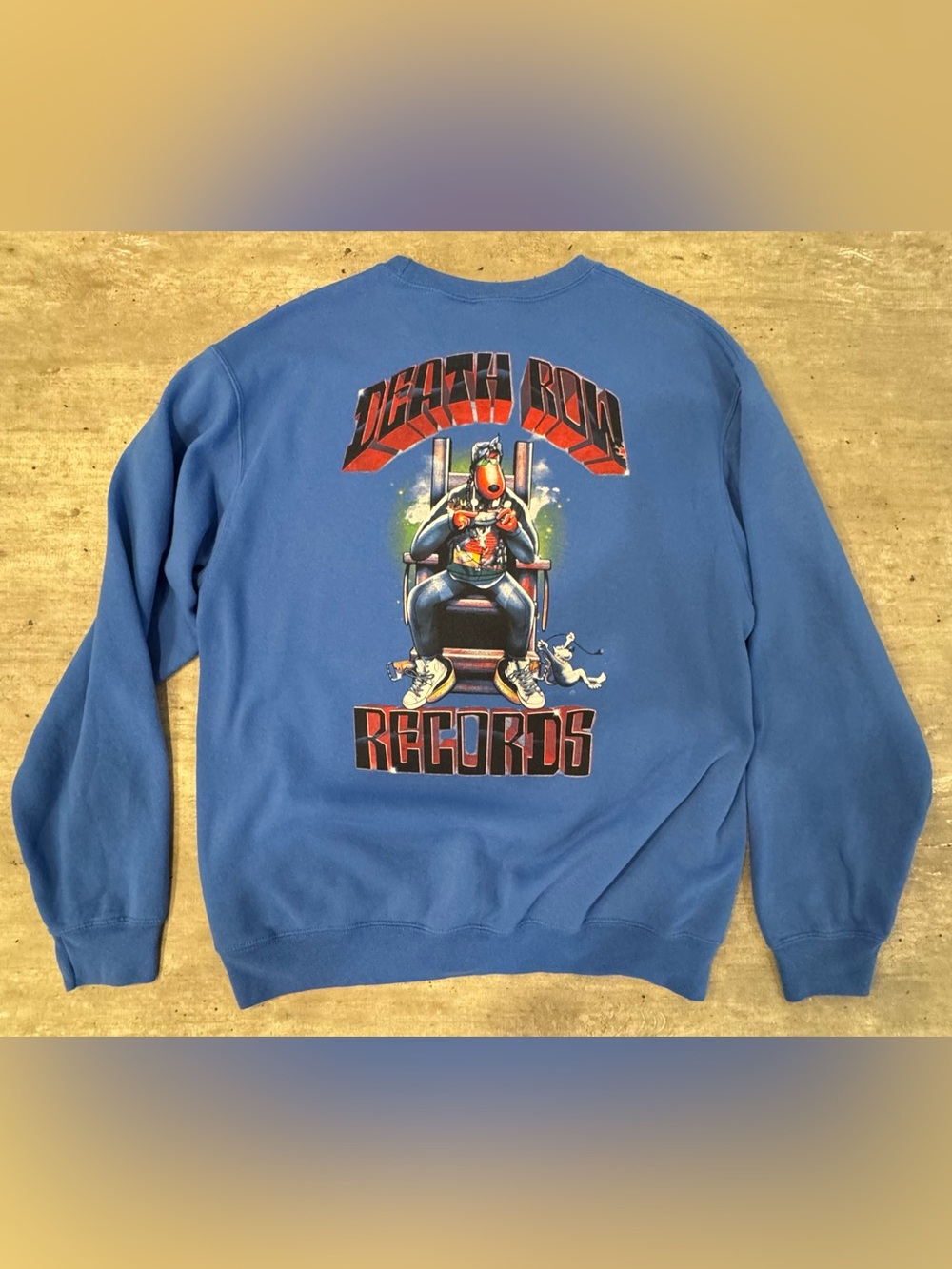 RARE Vintage Death Row Records Sweatshirt Blue Rap Hip Hop Graphic Crewneck L